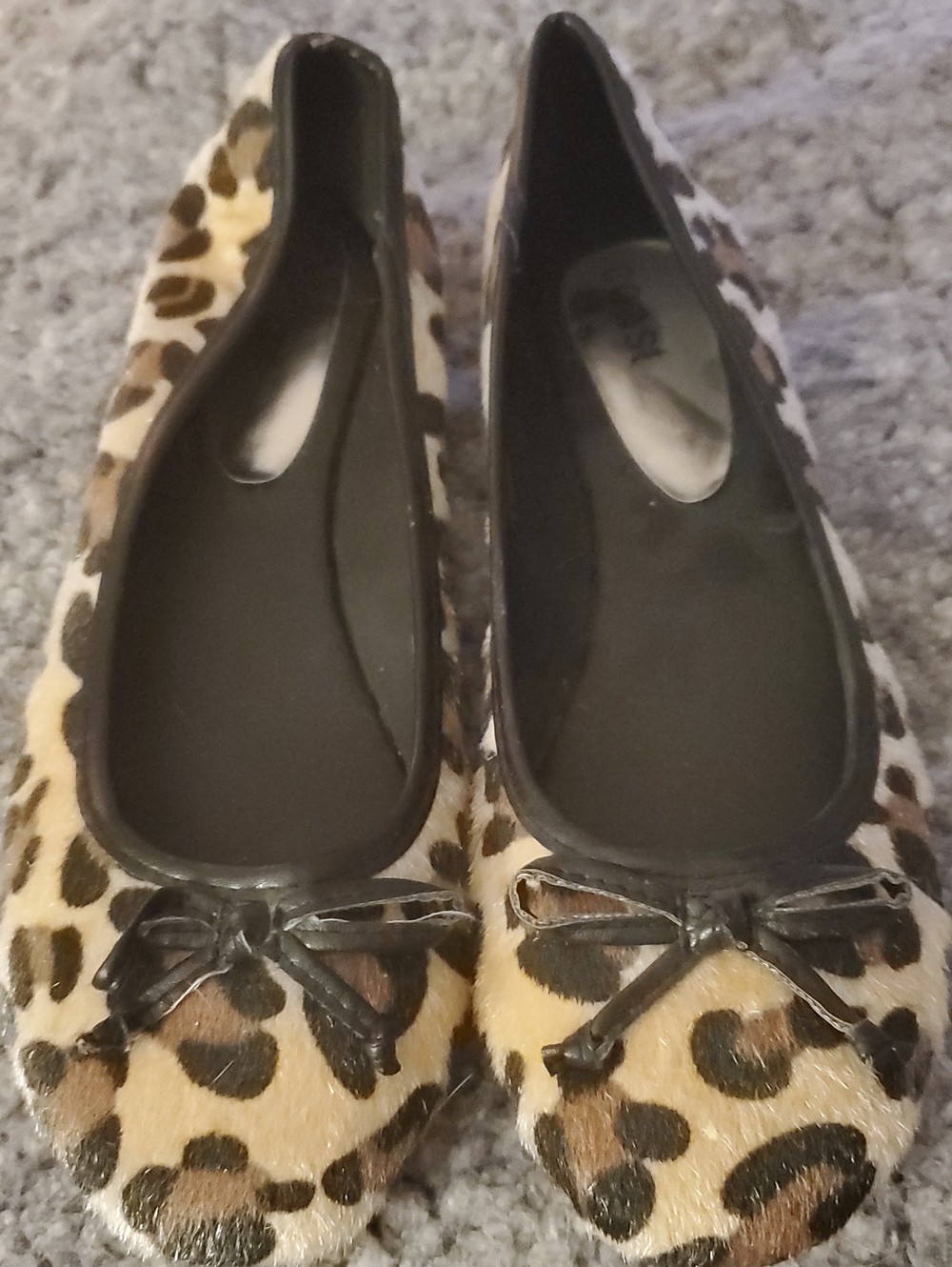Leopard Print Ballet Flats with Black Trim - Women's Casual Slip-Ons UK6 EURO 39